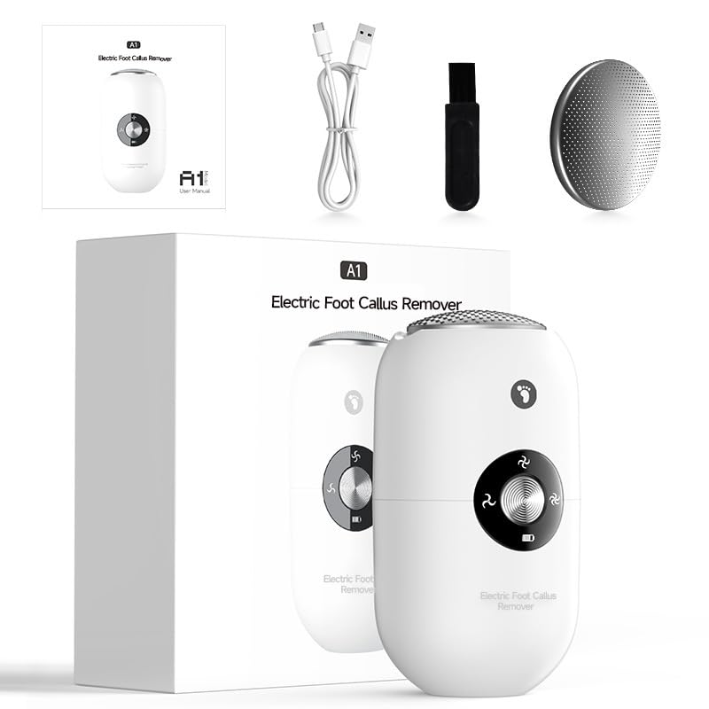 MAYCREATE® Electric Foot Callus Remover for Women Men, Rechargeable Electric Foot File Pedicure Tool with Stainless Steel Heads, Portable Feet Grinder for Cracked Dry Heels Dead Skin Calluses-White MAYCREATE® Electric Foot Callus Remover for Women Men, Rechargeable Electric Foot File Pedicure Tool with Stainless Steel Heads, Portable Feet Grinder for Cracked Dry Heels Dead Skin Calluses-White